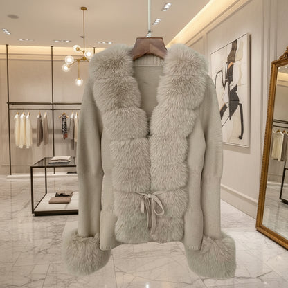 Strickcardigan Mit Fellbesatz