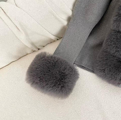 Strickcardigan Mit Fellbesatz